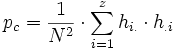 p_c = \frac {1}{N^2} \cdot \sum_{i=1}^z {h_{i.} \cdot h_{.i}}