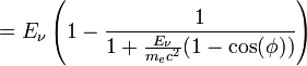 =E_{\nu}\left(1-\frac{1}{1+\frac{E_{\nu}}{m_ec^2}(1-\cos(\phi))}\right)