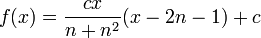 f(x)=\frac{cx}{n+n^2}(x-2n-1)+c