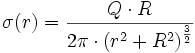 \sigma (r) = \frac{Q \cdot R}{2\pi \cdot \left( r^2 + R^2\right)^\frac{3}{2}}