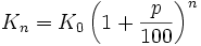 K_n = K_0 \left(1 + \frac{p}{100}\right)^n