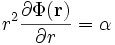 r^2 \frac{\partial \Phi(\mathbf r)}{\partial r} = \alpha