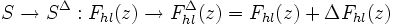 S \rightarrow S^\Delta: F_{hl}(z) \rightarrow F^\Delta_{hl}(z)=F_{hl}(z)+\Delta F_{hl}(z)