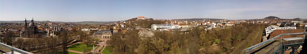 Fuldaer Dom, Michaelskirche, Orangerie und Kloster Frauenberg vom Schlossturm gesehen