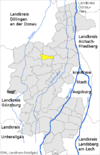 Lage der Gemeinde Bonstetten im Landkreis Augsburg