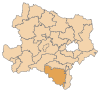 Lage des politischen Bezirks Neunkirchen