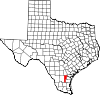 State map highlighting Jim Wells County