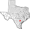 State map highlighting Karnes County