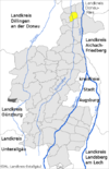 Lage der Gemeinde Nordendorf im Landkreis Augsburg