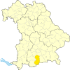 Lage des Landkreises Bad Tölz-Wolfratshausen in Bayern