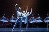 Die Tänzerin zeigt eine Attitude im Ballett La Bayadère