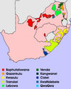 Karte der Homelands in Südafrika