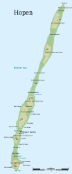 Topographische Karte der Insel Hopen