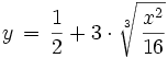 y \,= \, \frac{1}{2}+3 \cdot \sqrt[3]{\, \frac{x^2}{16}}