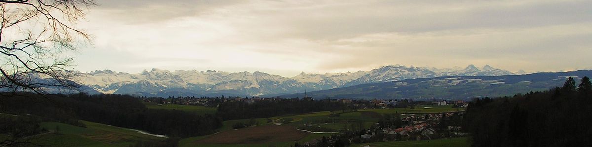 Sicht auf Berikon und die Alpen bei Föhn (Dezember 2004)
