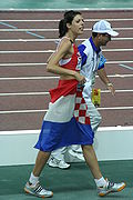 Blanka Vlašić feiert ihren Erfolg bei der WM 2007 in Osaka