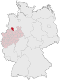 Deutschlandkarte, Position des Kreises Tecklenburg hervorgehoben