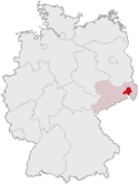 Deutschlandkarte, Position des Landkreises Bautzen hervorgehoben