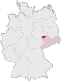 Deutschlandkarte, Position des Landkreises Delitzsch hervorgehoben