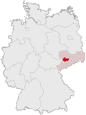 Deutschlandkarte, Position des Landkreises Mittweida hervorgehoben