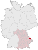 Deutschlandkarte, Position des Landkreises Regen hervorgehoben