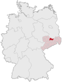 Deutschlandkarte, Position des Landkreises Riesa-Großenhain hervorgehoben