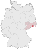 Deutschlandkarte, Position des Landkreises Sächsische Schweiz hervorgehoben