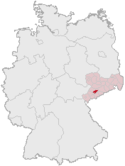 Deutschlandkarte, Position des Landkreises Stollberg hervorgehoben
