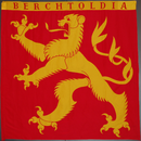 Die Fahne der AV Berchtoldia mit dem Wappen von Berchtold V. von Zähringen nach der Darstellung auf dem Zähringerbrunnen