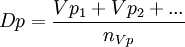 Dp = \frac{Vp_{ 1} + Vp_{ 2} + ...}{n_{ Vp}}