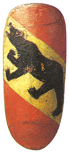 Schild mit der ältesten Farbdarstellung des Berner Wappens, 14. Jahrhundert