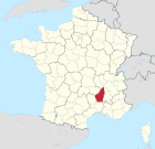 Lage des Departements Ardèche in Frankreich