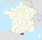 Lage des Departements Pyrénées-Orientales in Frankreich