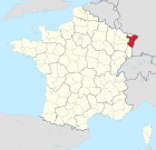 Lage des Departements Bas-Rhin in Frankreich