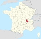 Lage des Departements Rhône in Frankreich