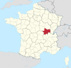 Lage des Departements Saône-et-Loire in Frankreich
