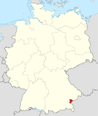 Deutschlandkarte, Position des Landkreises Altötting hervorgehoben