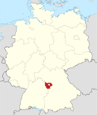 Deutschlandkarte, Position des Landkreises Ansbach hervorgehoben
