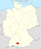 Deutschlandkarte, Position des Landkreises Biberach hervorgehoben