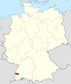 Deutschlandkarte, Position des Landkreises Emmendingen hervorgehoben