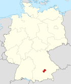 Deutschlandkarte, Position des Landkreises Freising hervorgehoben