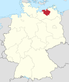 Deutschlandkarte, Position des Landkreises Rostock hervorgehoben
