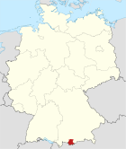Deutschlandkarte, Position des Landkreises Garmisch-Partenkirchen hervorgehoben