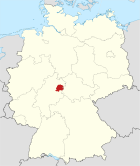 Deutschlandkarte, Position des Landkreises Hersfeld-Rotenburg hervorgehoben