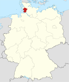 Deutschlandkarte, Position des Kreises Dithmarschen hervorgehoben