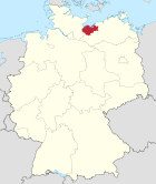Deutschlandkarte, Position des Landkreises Nordwestmecklenburg hervorgehoben