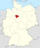 Deutschlandkarte, Position der Region Hannover hervorgehoben