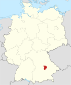 Deutschlandkarte, Position des Landkreises Kelheim hervorgehoben