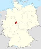 Deutschlandkarte, Position des Landkreises Kassel hervorgehoben