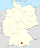 Deutschlandkarte, Position des Landkreises Landsberg am Lech hervorgehoben
